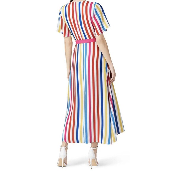 COLOR ME COURTNEY Taira Wrap Colorful Striped Midi Dress SIZE MEDIUM - Picture 4 of 12